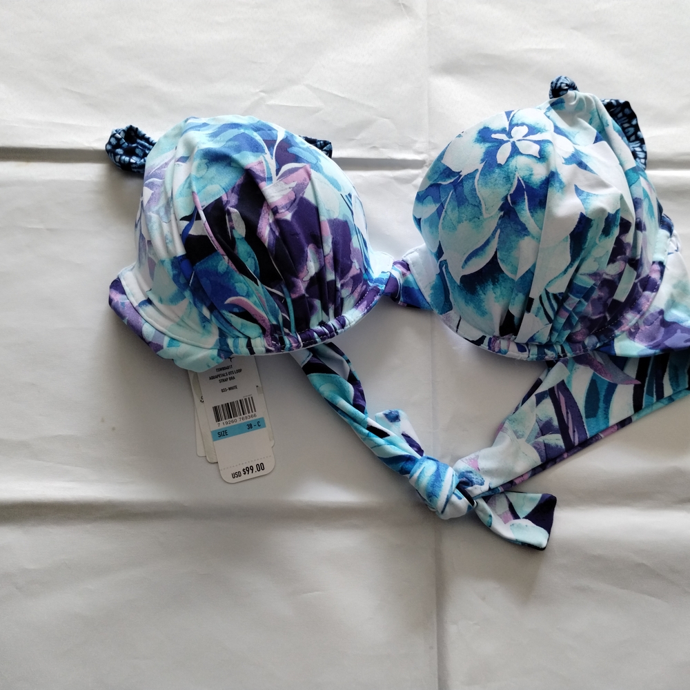 Tommy Bahama Blue and Purple Bikini Top with Molded Cups